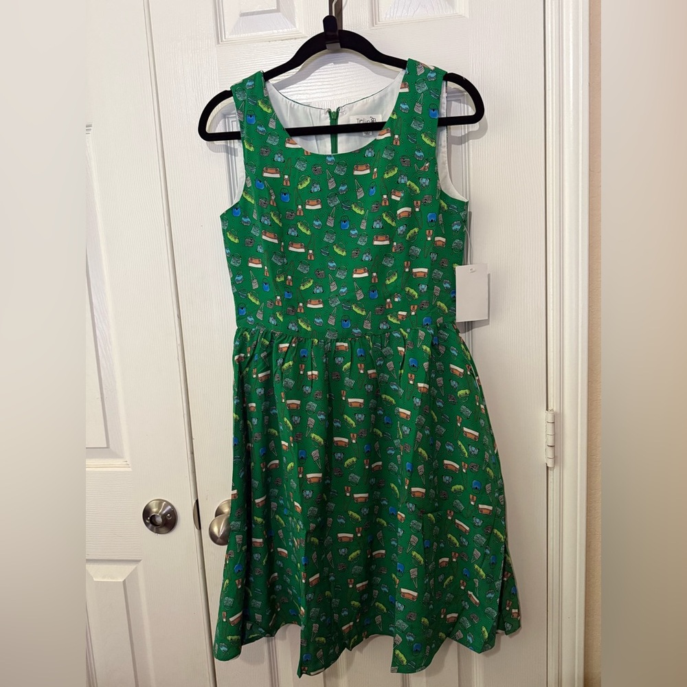 Tulip B Unique Vintage looking purse print Swing Sleeveless Dress M NWT